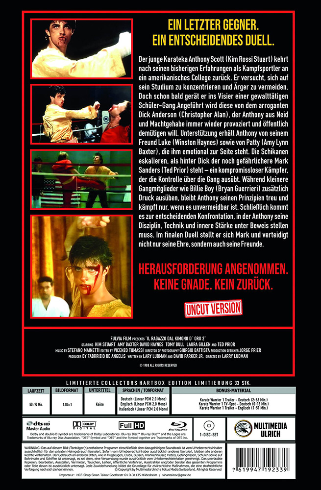 KARATE WARRIOR 2 (Blu-Ray) - große Hartbox - Limited 33 Edition