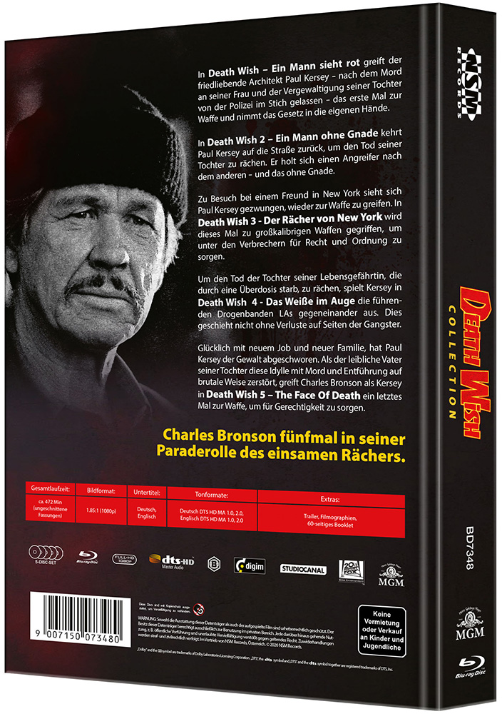 DEATH WISH 1-5 (Blu-Ray) (5Discs) - Mediabook - Limited Edition - Uncut