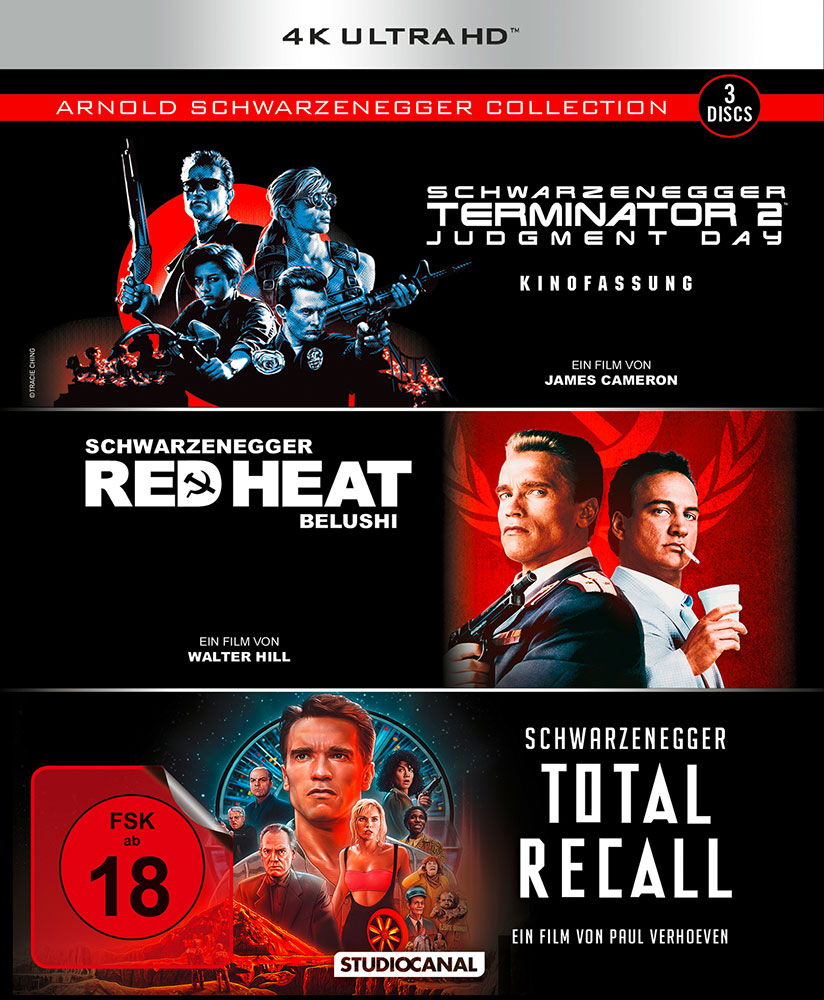 ARNOLD SCHWARZENEGGER COLLECTION (4K UHD) (3Discs) (Terminator 2, Red Heat & Total Recall)