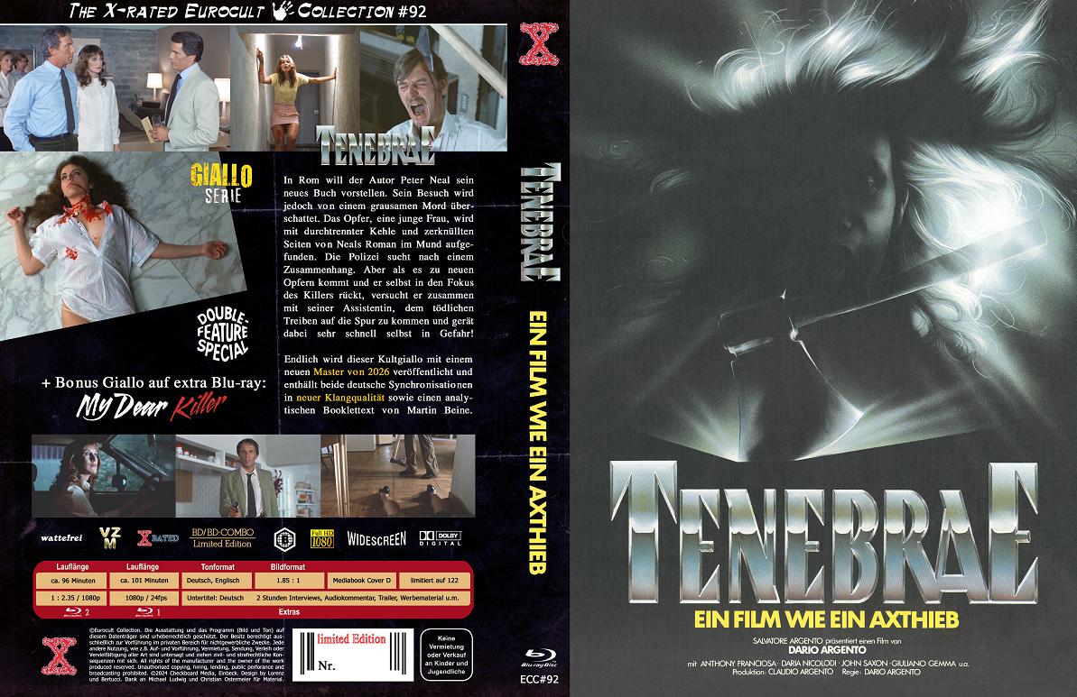 TENEBRE (TENEBRAE) (Blu-Ray) (2Discs) - Cover D -  Mediabook - Limited 122 Edition + Bonusfilm: My Dear Killer
