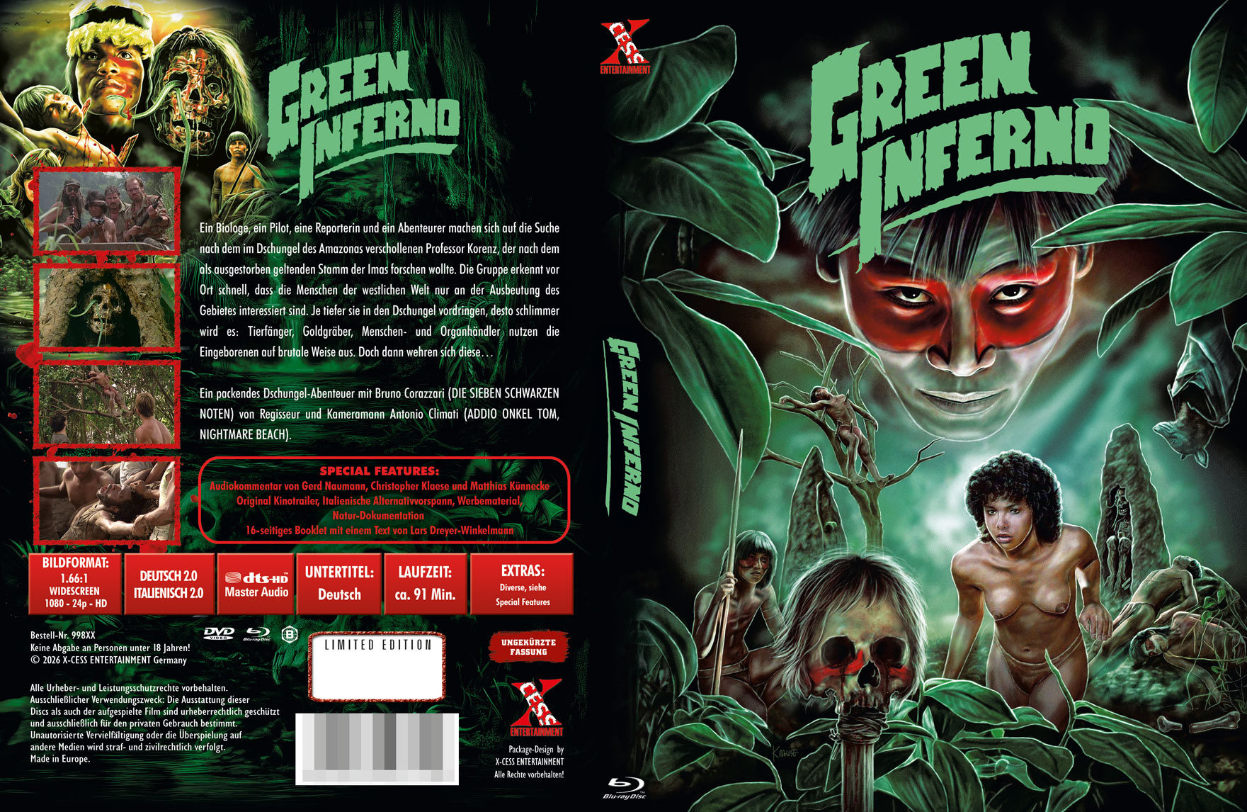 GREEN INFERNO (Blu-Ray) - Mediabook (wattiert) - Limited 222 Edition + Bonus-DVD