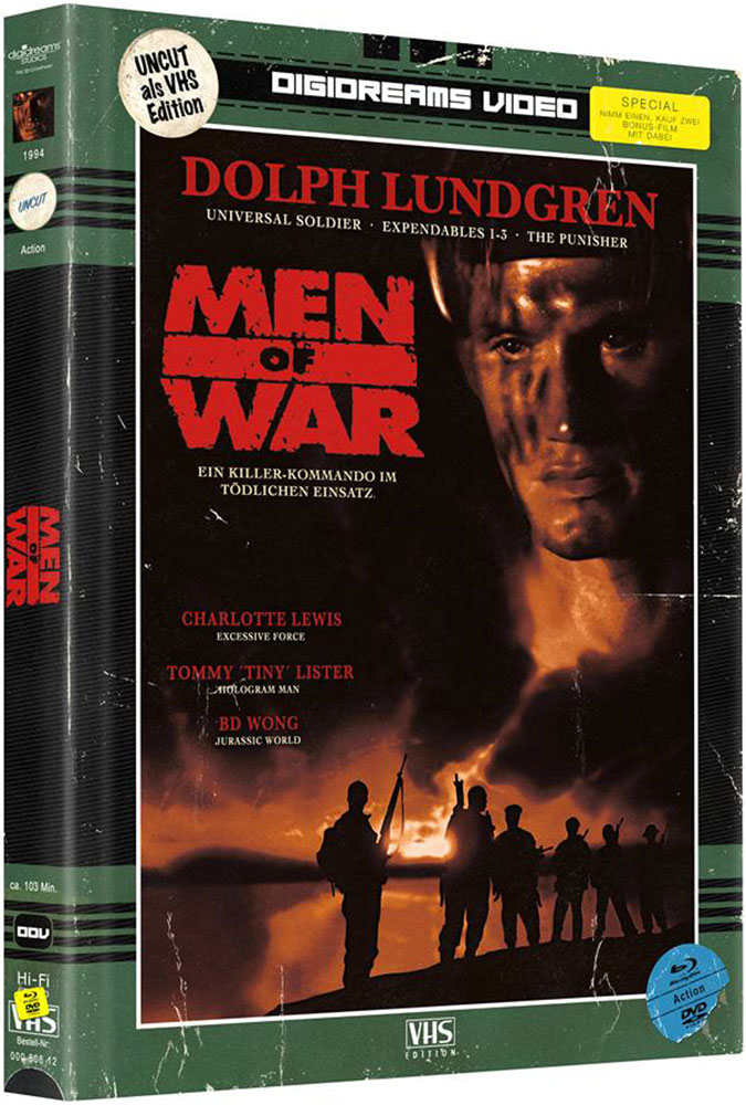 MEN OF WAR (2Blu-Ray+2DVD) (4Discs) - Mediabook im VHS Design - Limited 250 Edition + Bonusfilm